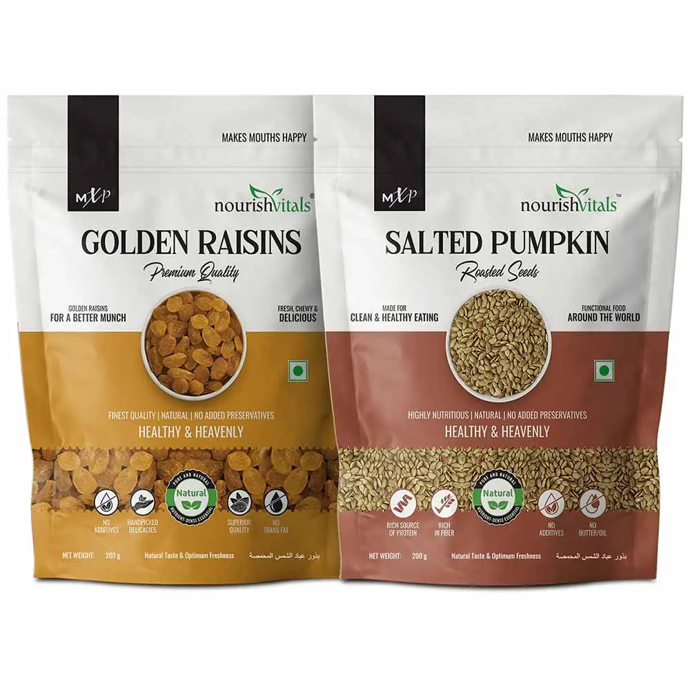 NourishVitals Healthy Munching Combo,  Golden Raisins + Salted Pumpkin Roasted Seeds  2 Piece(s)/Pack