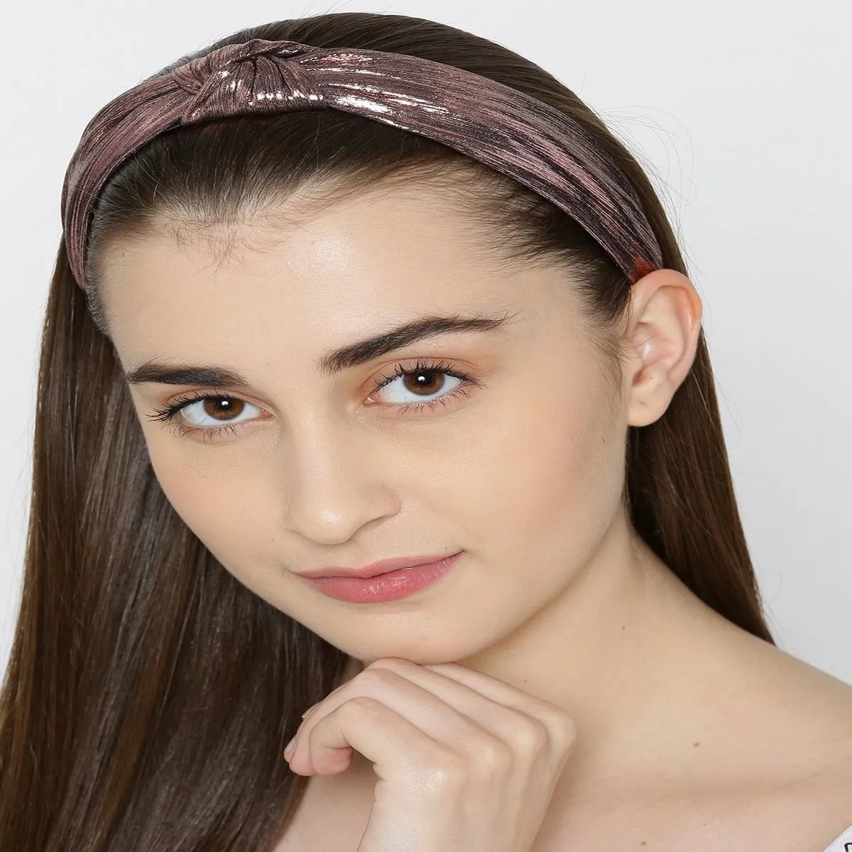 Priyaasi Shiny Finish Cross Knot Design Pinkish Colour Hairband