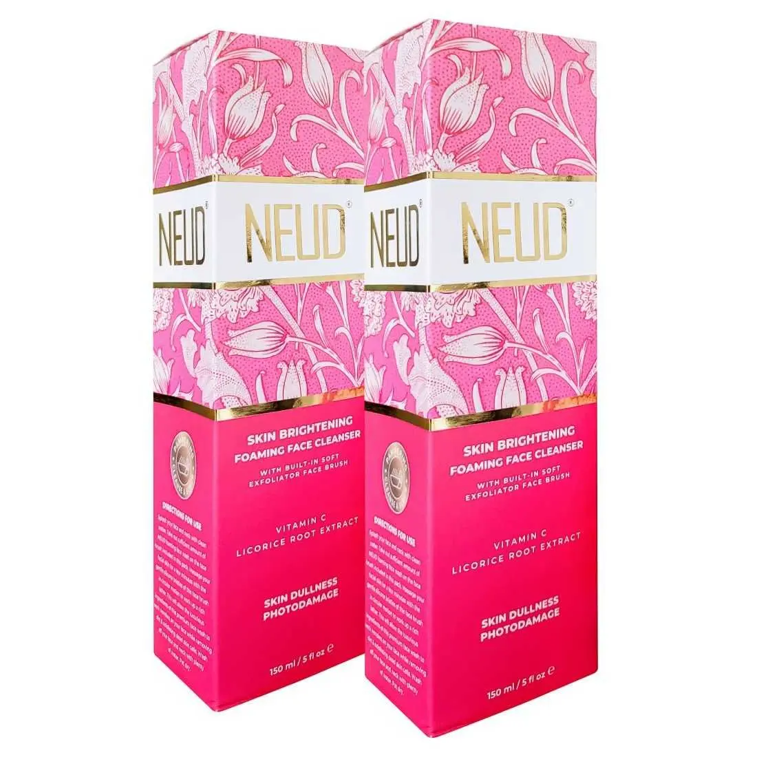 NEUD Skin Brightening Foaming Face Cleanser With Vitamin C and Licorice - 2 Packs (150ml Each)