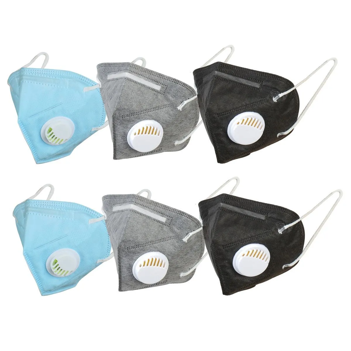 OOMPH Pack Of 6 Kn95/n95 Anti-pollution Reusable 5 Layer Mask Color: Blue Grey Black