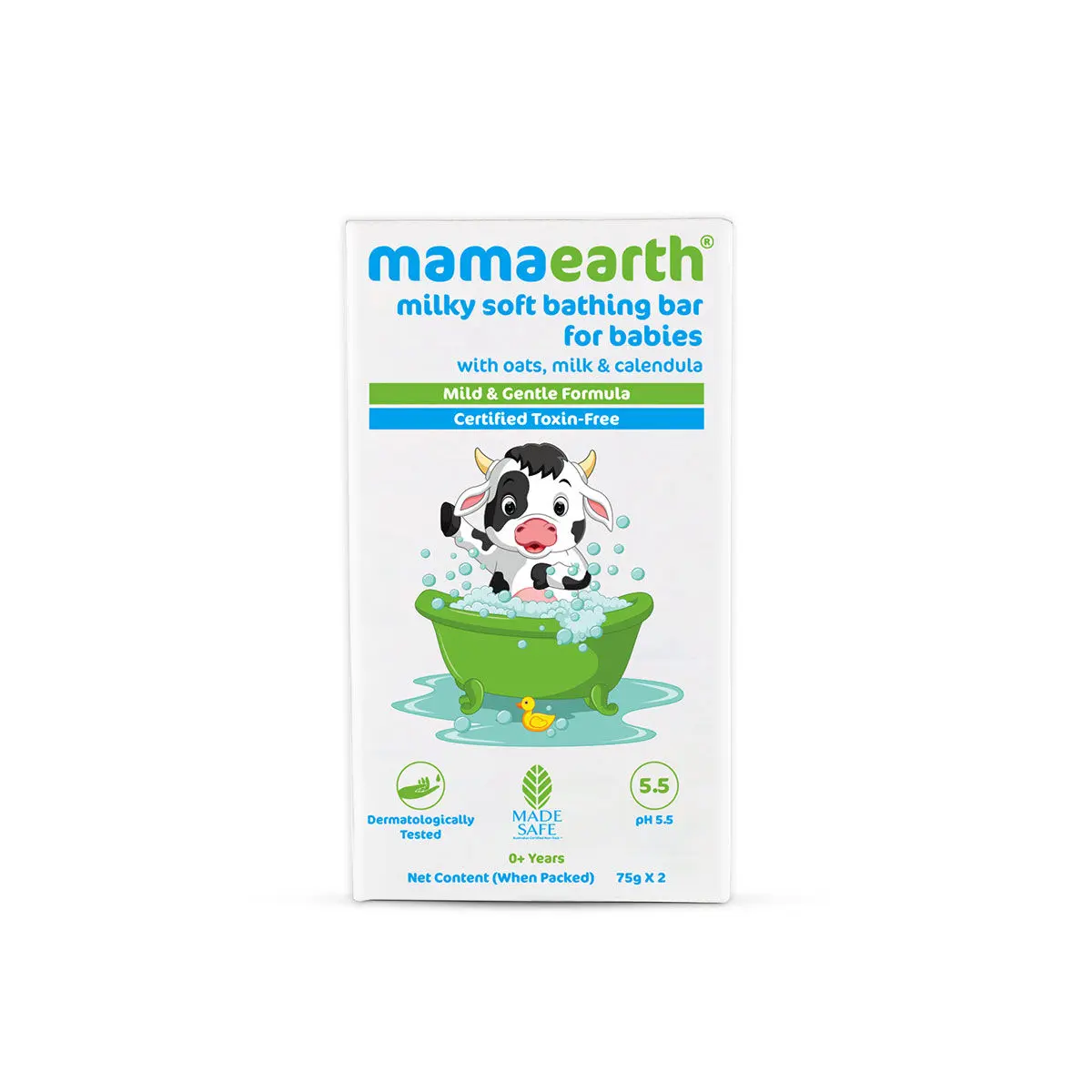 Mamaearth Milky Soft Bathing Bar for Babies with Oats, Milk & Calendula (75g x 2)