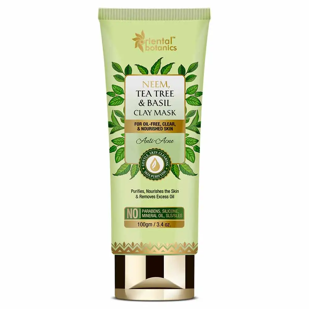 Oriental Botanics Neem Tea Tree & Basil Clay Mask,  100 g  for Oil Free Clear & Nourished Skin