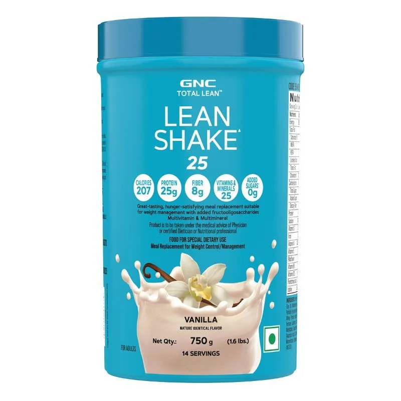 GNC Total Lean Lean Shake 25 - 207 Calories- 25g Protein- 8g Fiber - 1.6 lbs - Vanilla