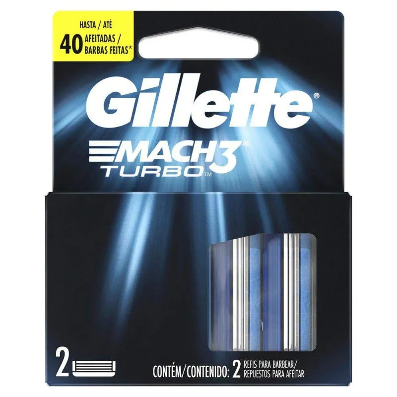 Gillette Mach3 Turbo Manual Shaving Razor Blades 2N Cartridge