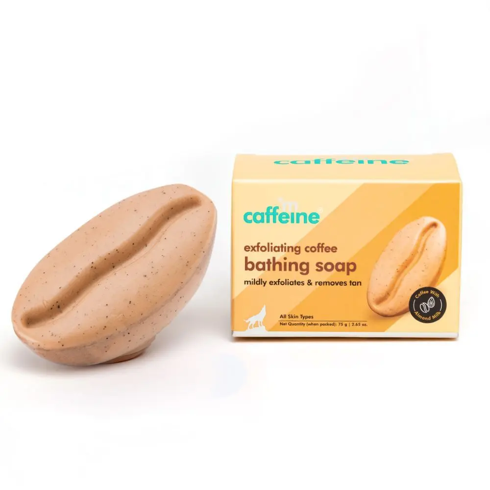 mCaffeine Exfoliating Coffee Bathing Soap for Tan Removal | Moisturizes & Polishes Skin - Natural & 100% Vegan 75 gm