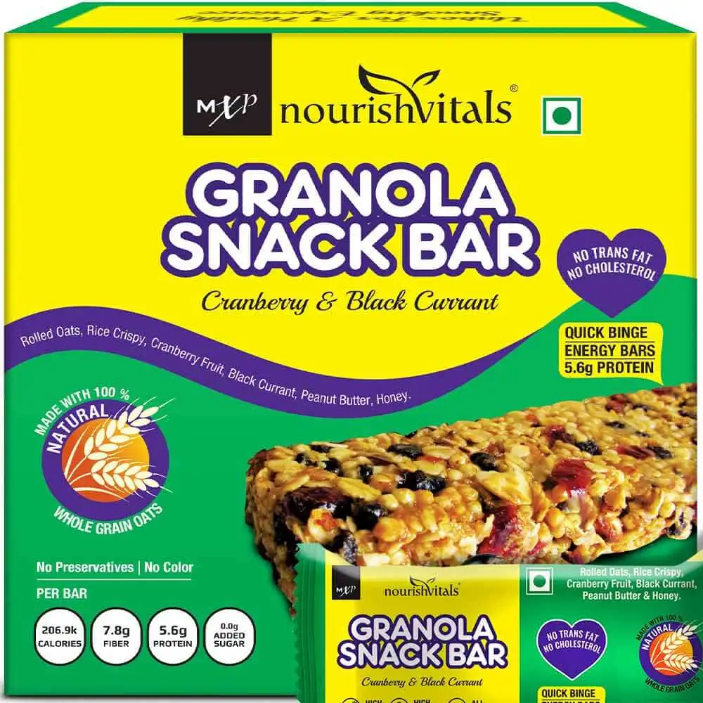 NourishVitals Granola Snack Bar,  5 Piece(s)/Pack  Cranberry & Black Currant