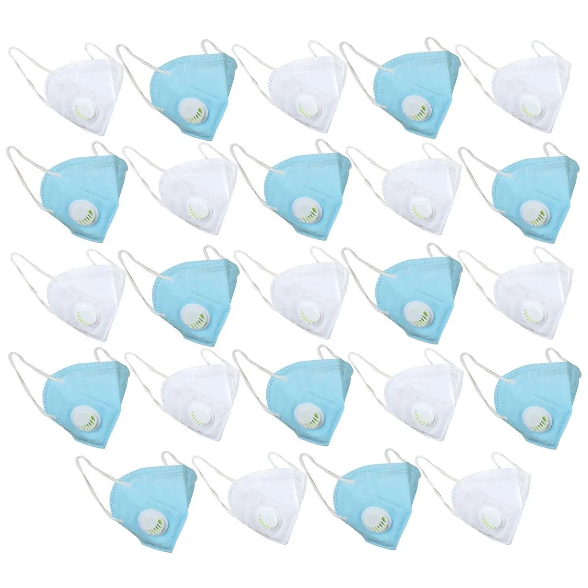 Fabula Pack Of 24 Kn95/n95 Anti-pollution Reusable 5 Layer Mask ( White,blue)