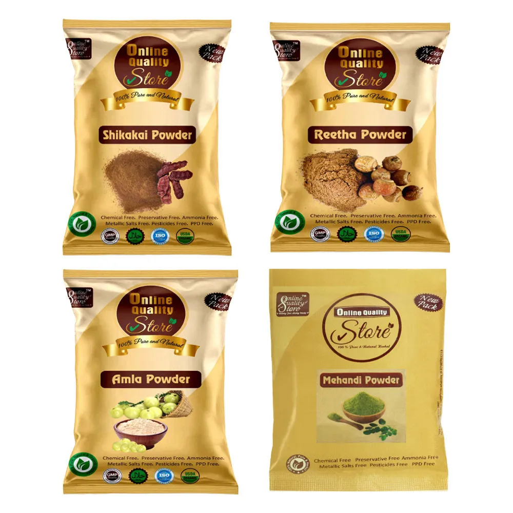 Online Quality Store Reetha Amla Shikakai Mehandi Powder For Hair & Skin