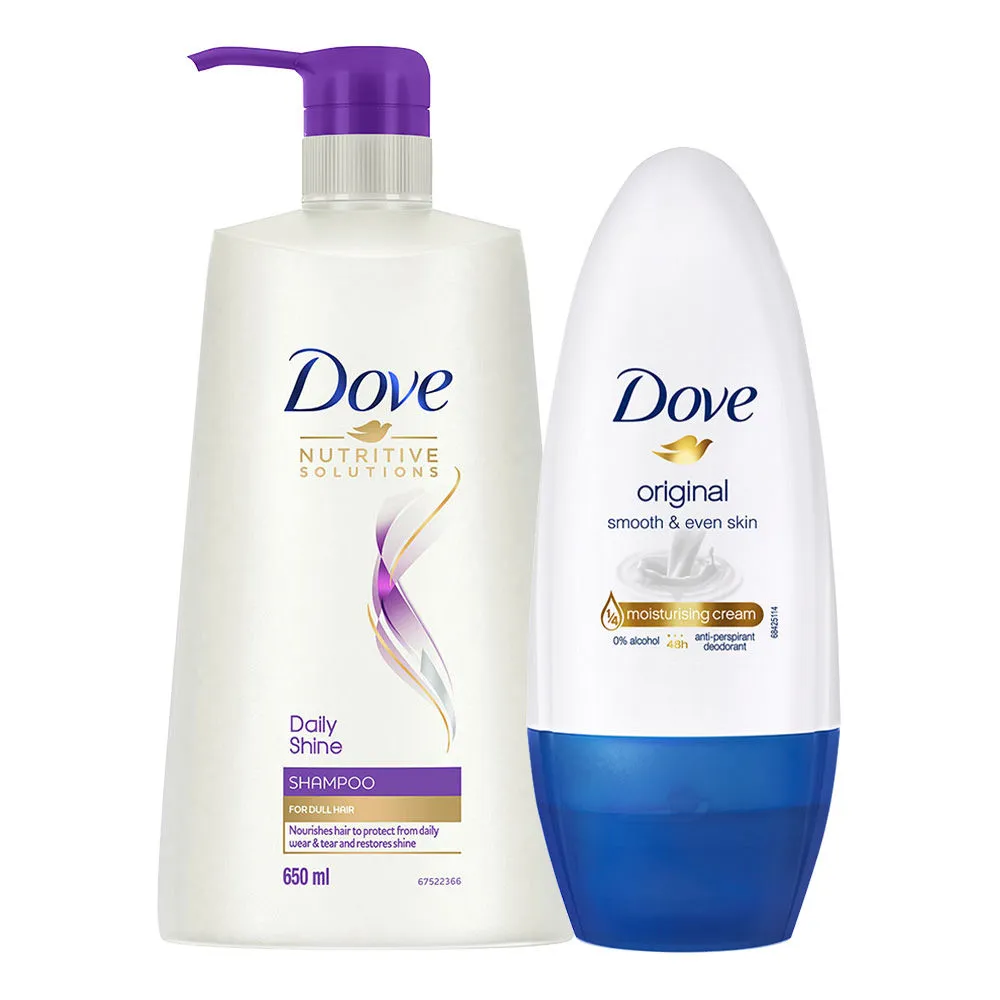 Dove Daily Shine Shampoo & Original Deodorant Roll On For Women