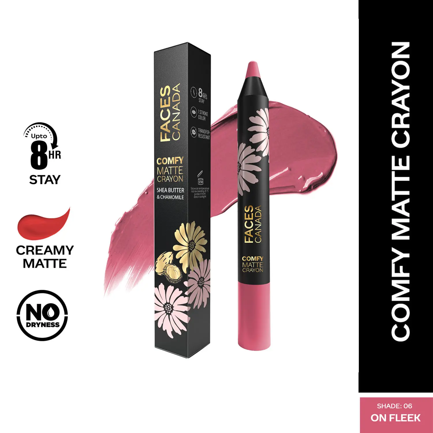 Faces Canada Comfy Matte Crayon I Creamy Matte I Chamomile & Shea Butter I Alcohol-free I On fleek 06 2.8g