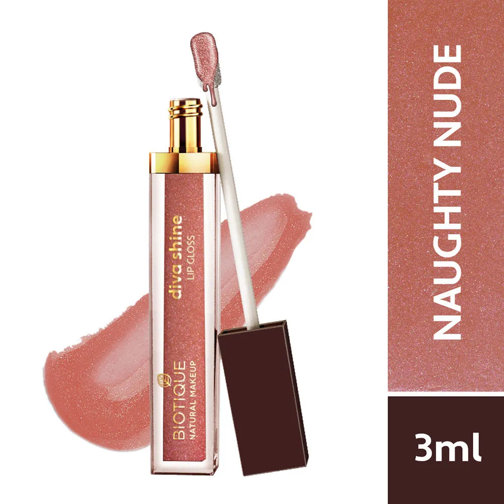 Biotique Natural Makeup Diva Shine Lip Gloss - Naughty Nude