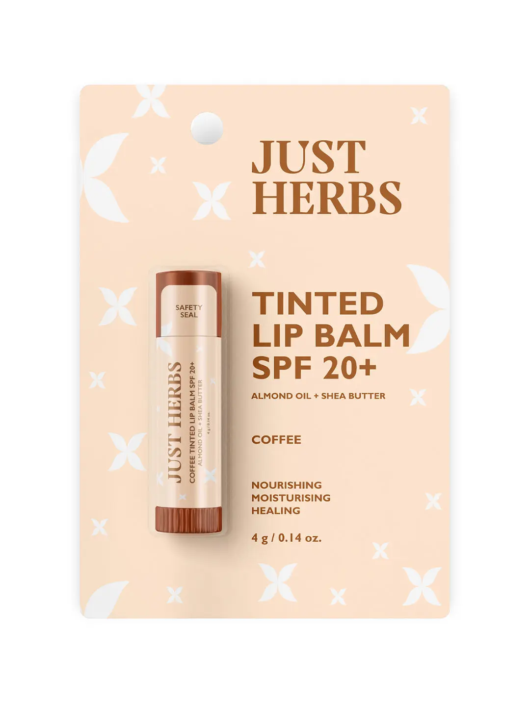 Just Herbs Tinted Lip Balm for Men and Women for Dry & Chapped, 4 g (Coffee)