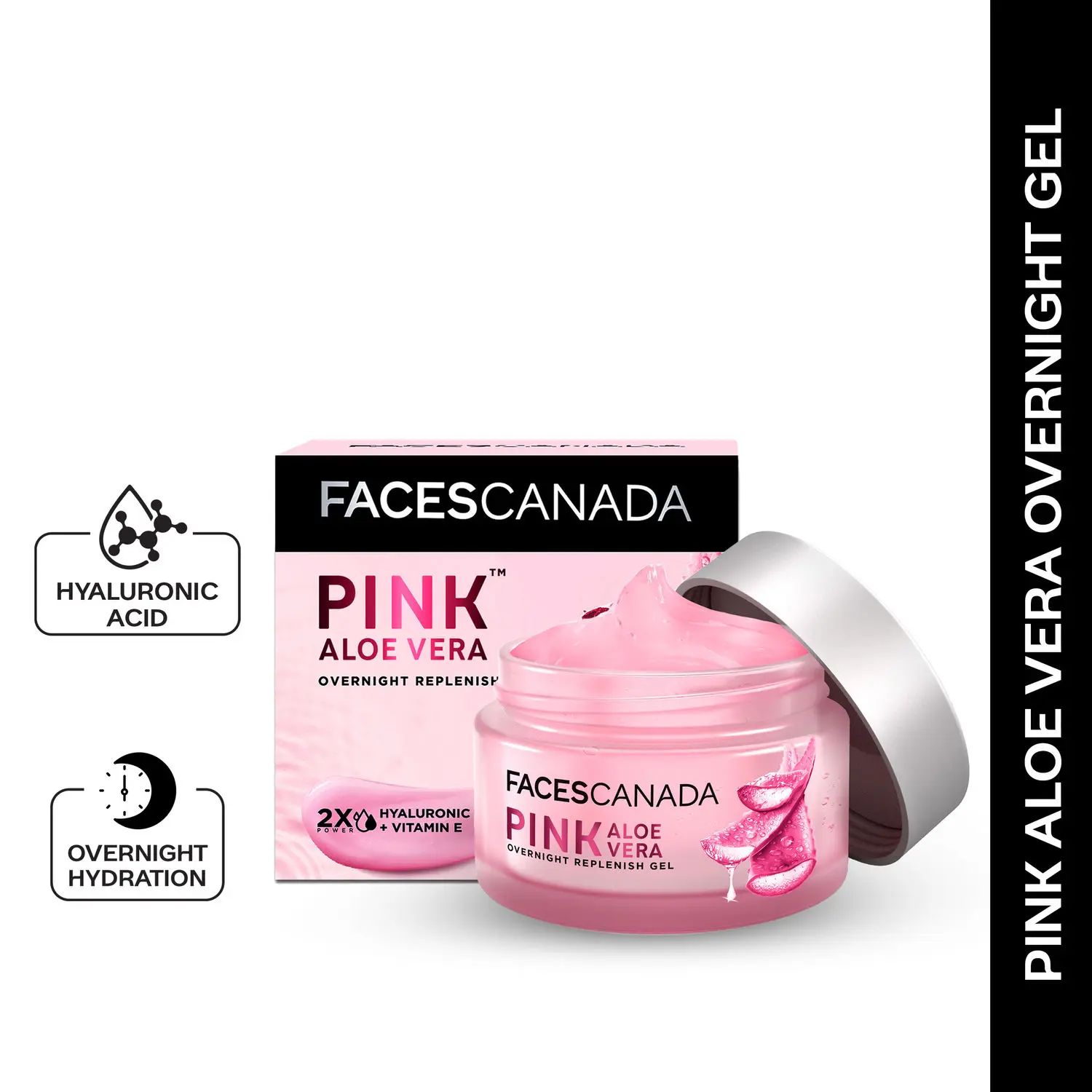 FACESCANADA Pink Aloe Vera Overnight Replenish Gel I Deep Hydration I Power of Hyaluronic Acid I Vitamin E I Glass-skin I Cruelty-free I 50g