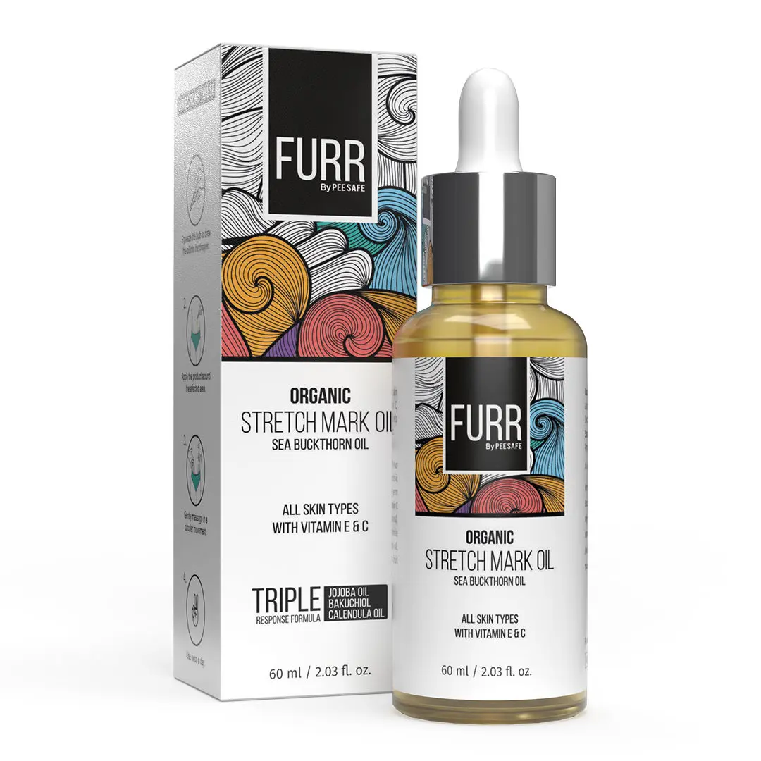 Furr by Pee Safe Organic Stretch Mark Oil - 60 ml | With the Goodness of Seabuckthorn Oil, Vitamin E and Vitamin C