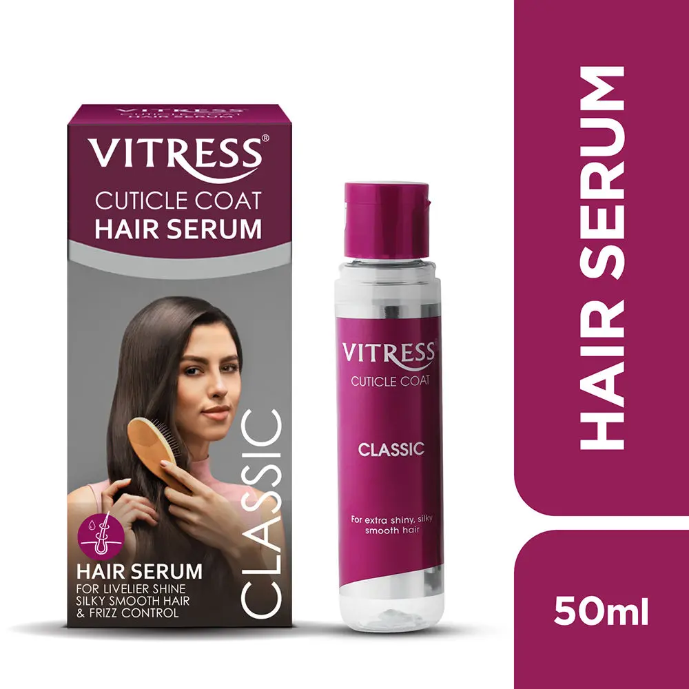 Vitress Cuticle Coat Classic Hair Serum, Instant Hair Transformation, Damage & Frizz Control Hair Serum for Women, Satin-Soft Touch, Livelier Shine, Easy-To-Manage, For Dry and Frizzy Hair, Suitable For All Hair Types, 50 ml