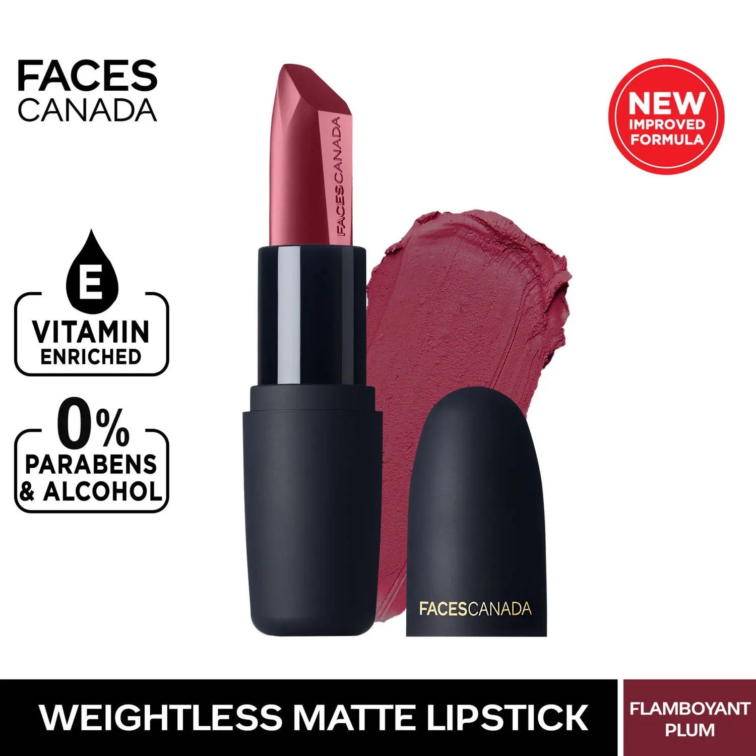 Faces Canada Weightless Matte Lipstick |Jojoba and Almond Oil enriched| Smooth One Stroke Weightless Color | Keeps Lips Moisturized | Shade - Flamboyant Plum 4.5 g