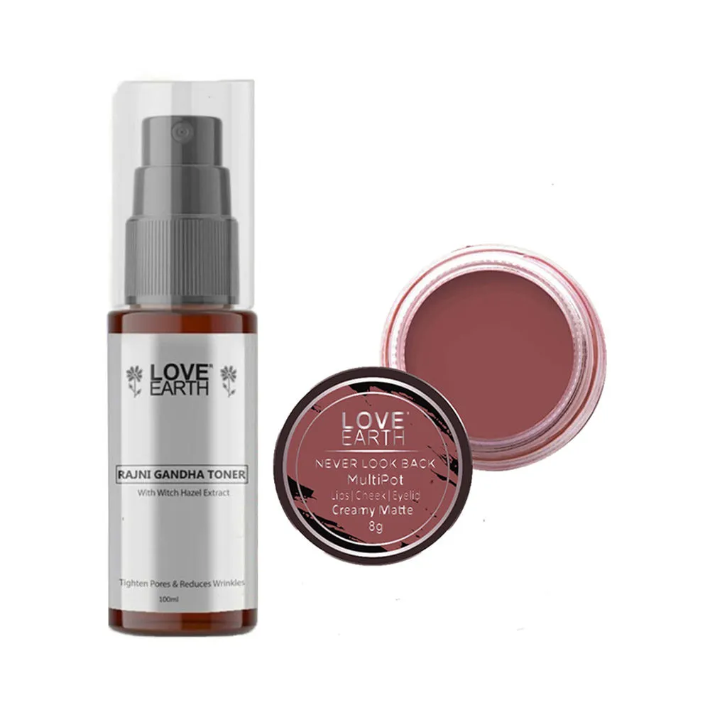 Love Earth Lip Tint & Cheek Tint Never Look Back + Rajni Gandha Toner