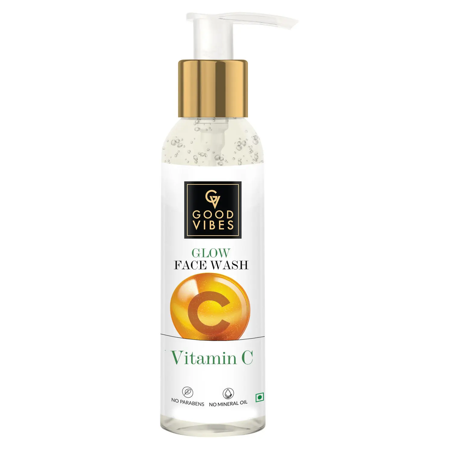 Good Vibes Vitamin C Glow Face Wash | Deep Cleansing, Brightening, Refreshing | No Parabens, No Mineral Oil, No Animal Testing (120 ml)