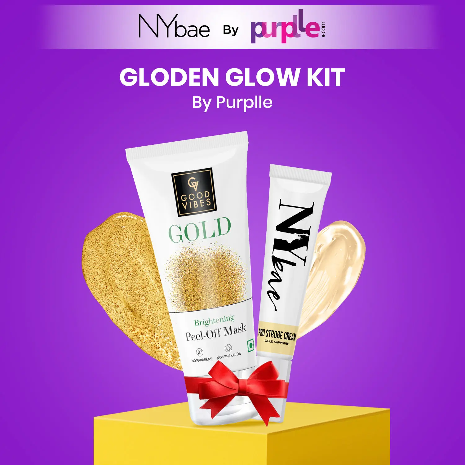 Golden Glow Kit By Purplle | Bestsellers | Strobe Cream | Peel Off Mask | Korean Skin | Brightening Kit