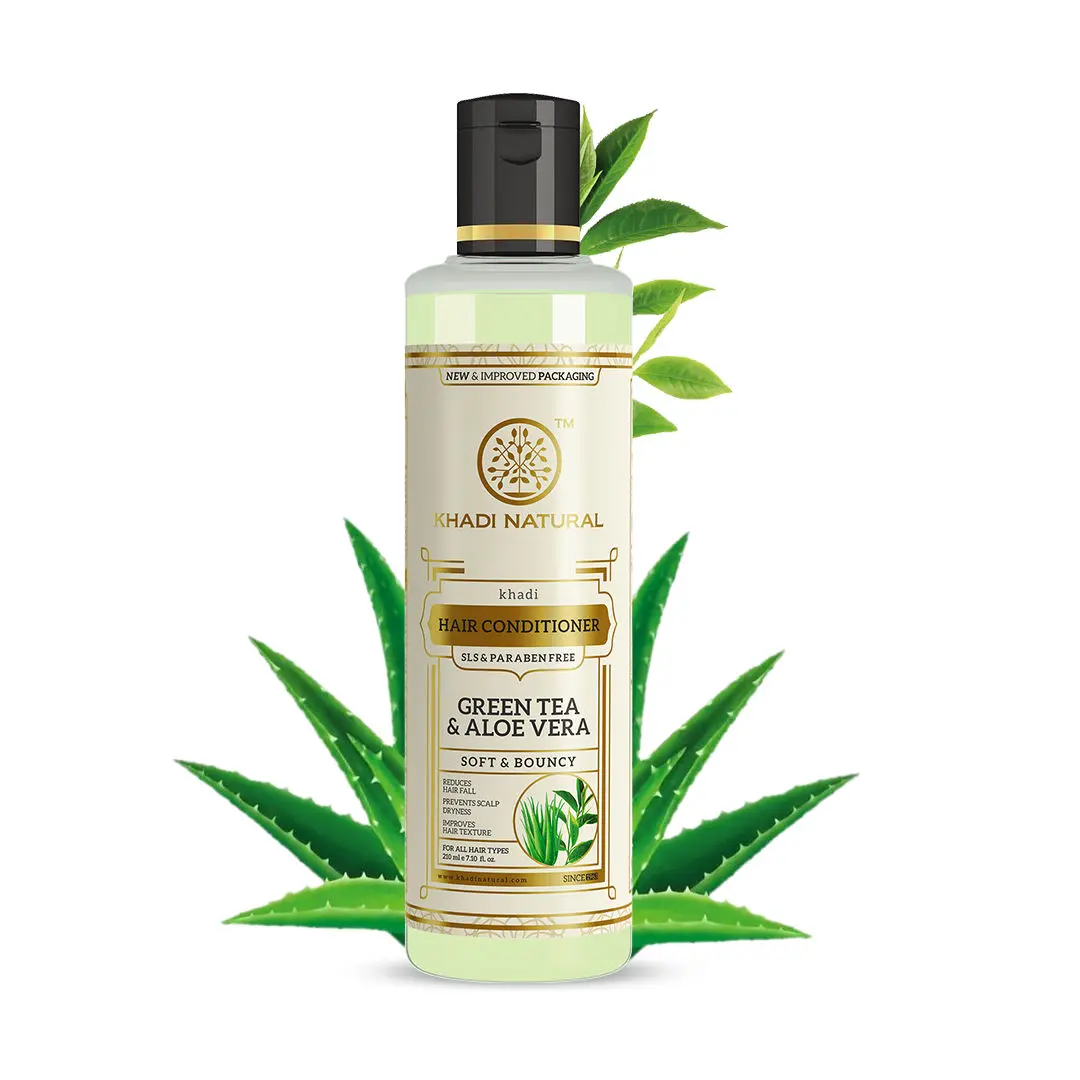 Khadi Natural Green Tea & Aloevera Herbal Hair Conditioner - SLS & Paraben Free(210ml)