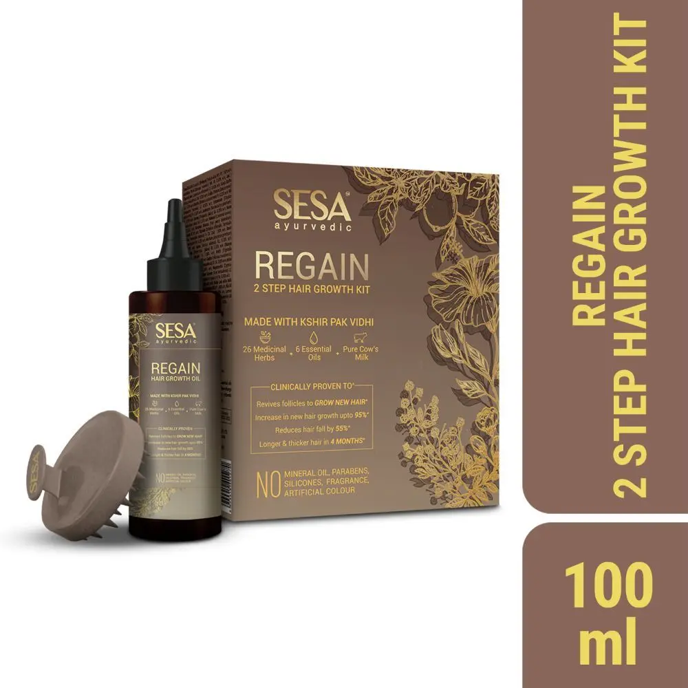 SESA Ayurvedic Regain 2 Step Hair Growth Kit I Reduces Hairfall I Hair grwoth Oil I Boosts Hair Growth I 100% Natural I Ayurvedic certified