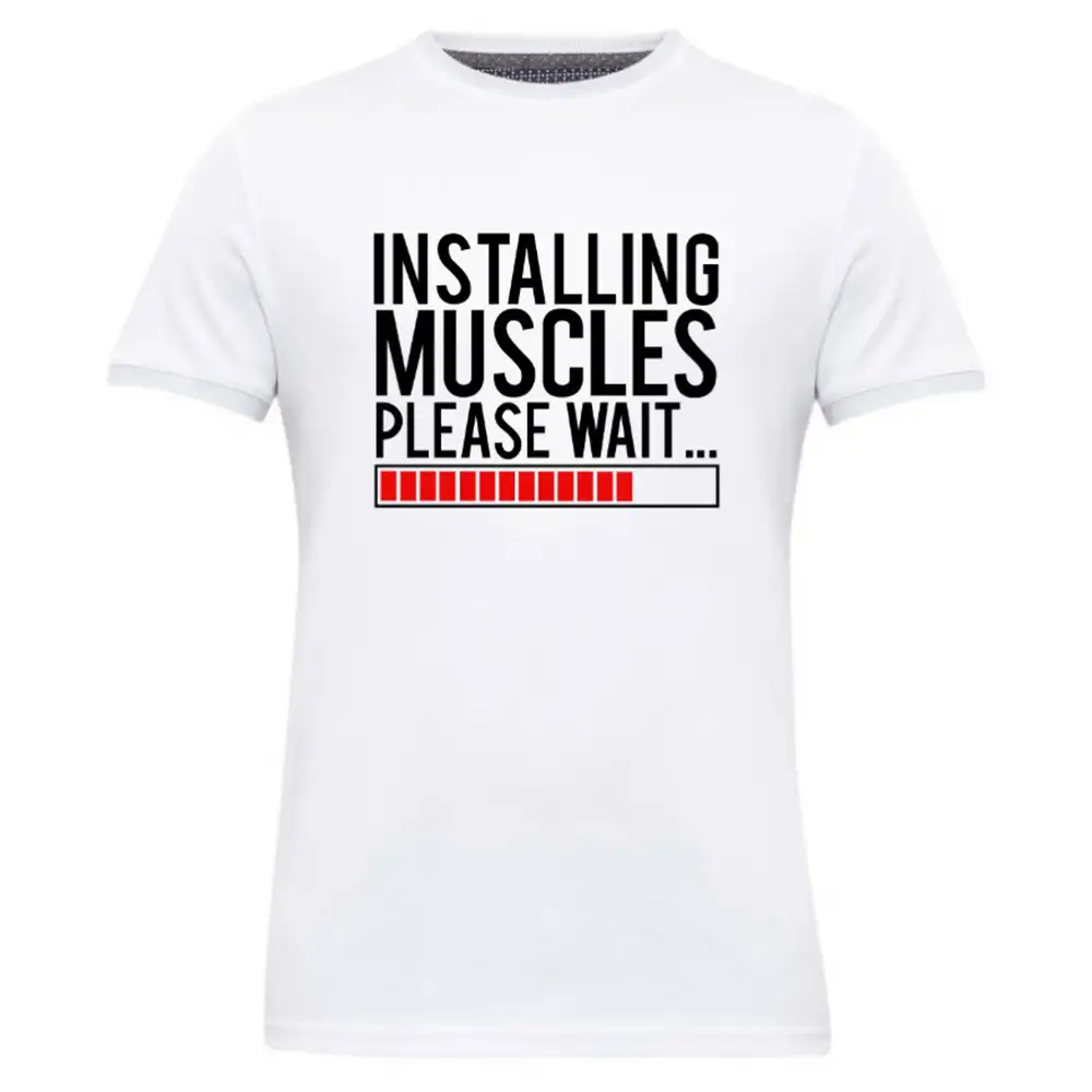 Gym Brute Installing Muscle T-Shirt,  White  Large