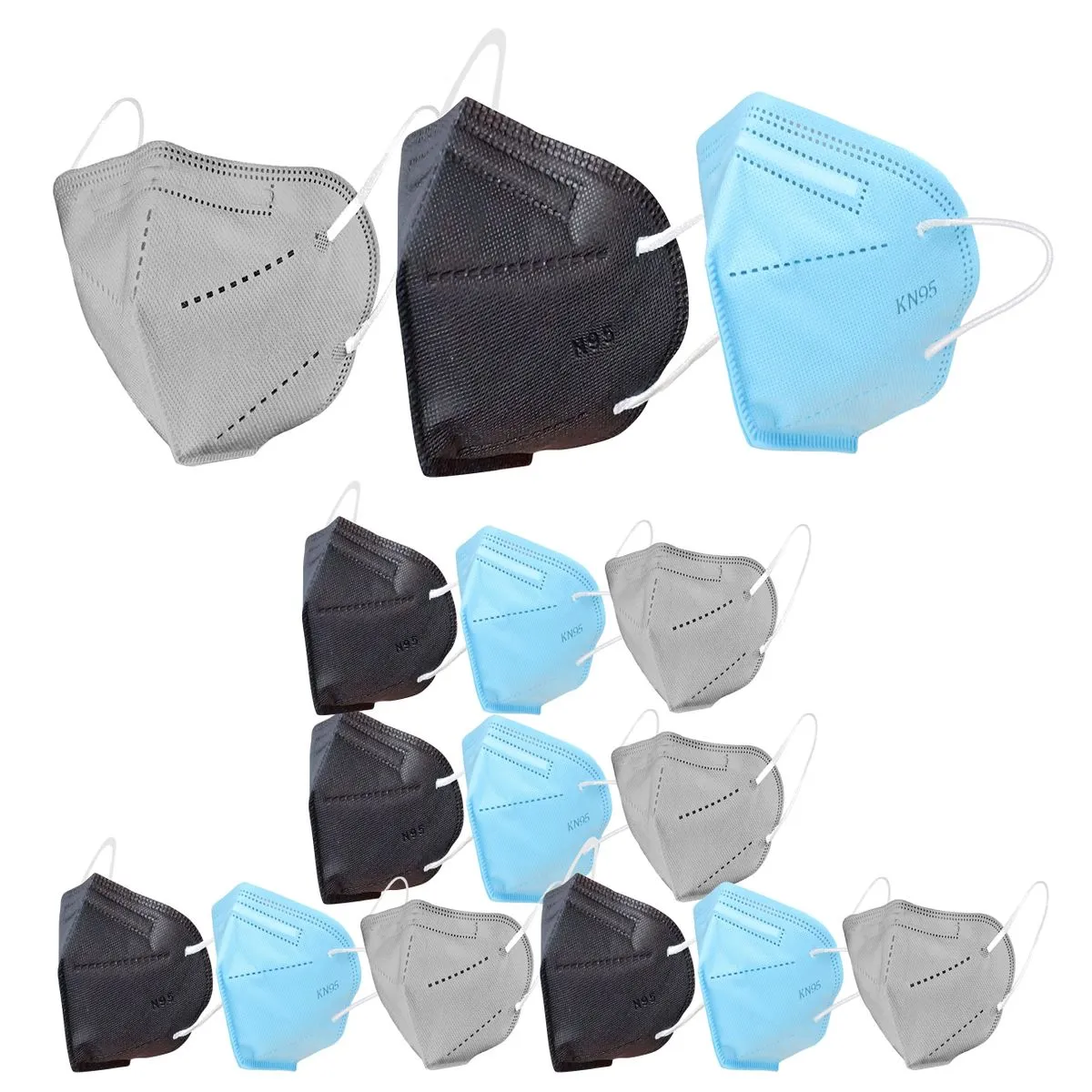 OOMPH Pack Of 15 Kn95/n95 Anti-pollution Reusable 5-layer Mask (black, Blue, Grey)