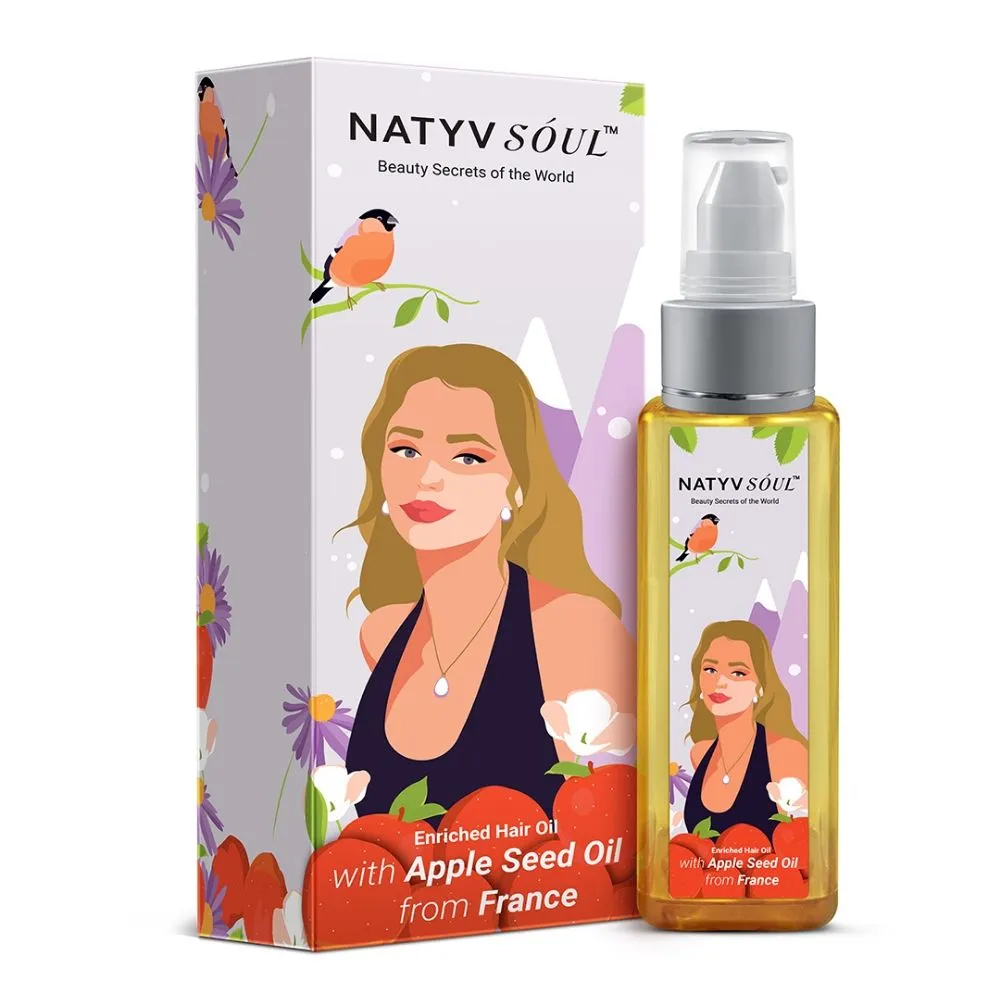 Natyv Soul Enriched Hair Oil With Apple Seed Oil From France - Exotic Ingredients - Conditions Hair