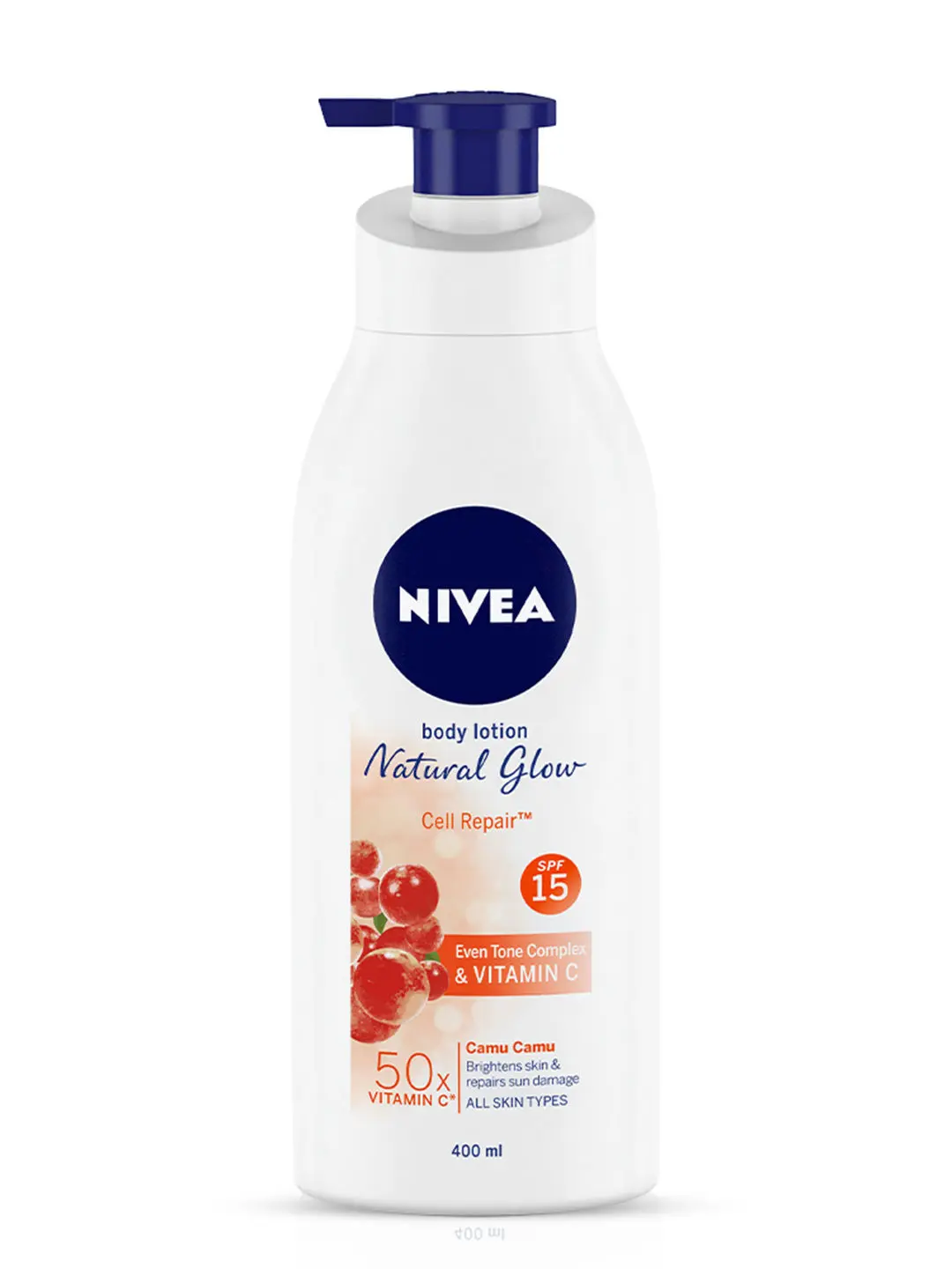 Nivea Body Lotion, Natural Glow Cell Repair SPF 15, For All Skin Types (400 ml)