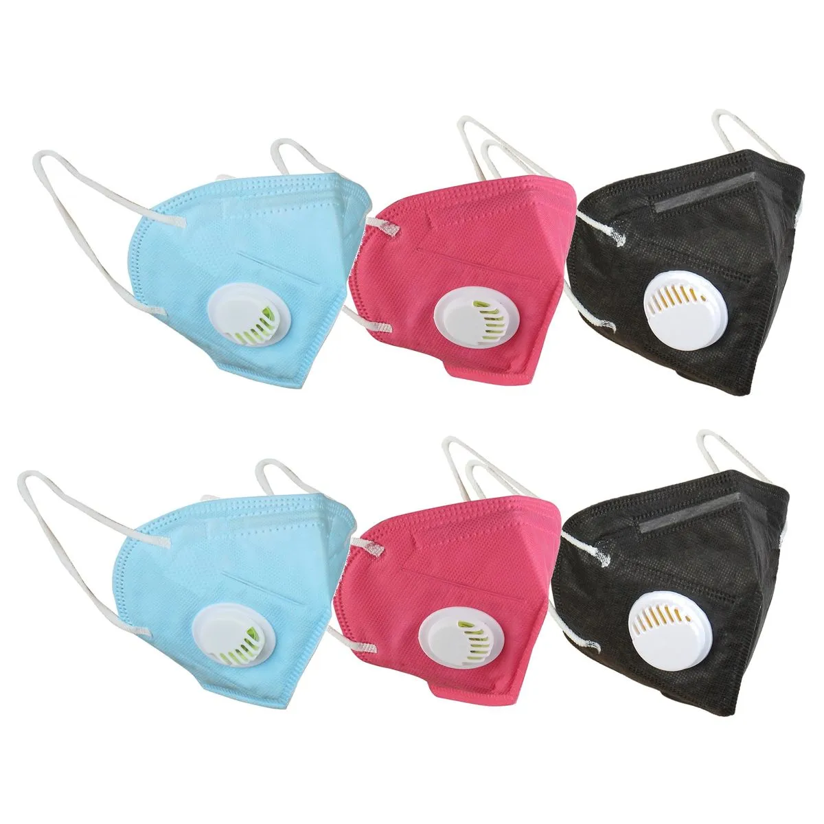 Fabula Pack of 6 KN95/N95 Anti-Pollution Reusable 5 Layer Mask (Blue,Pink Black)