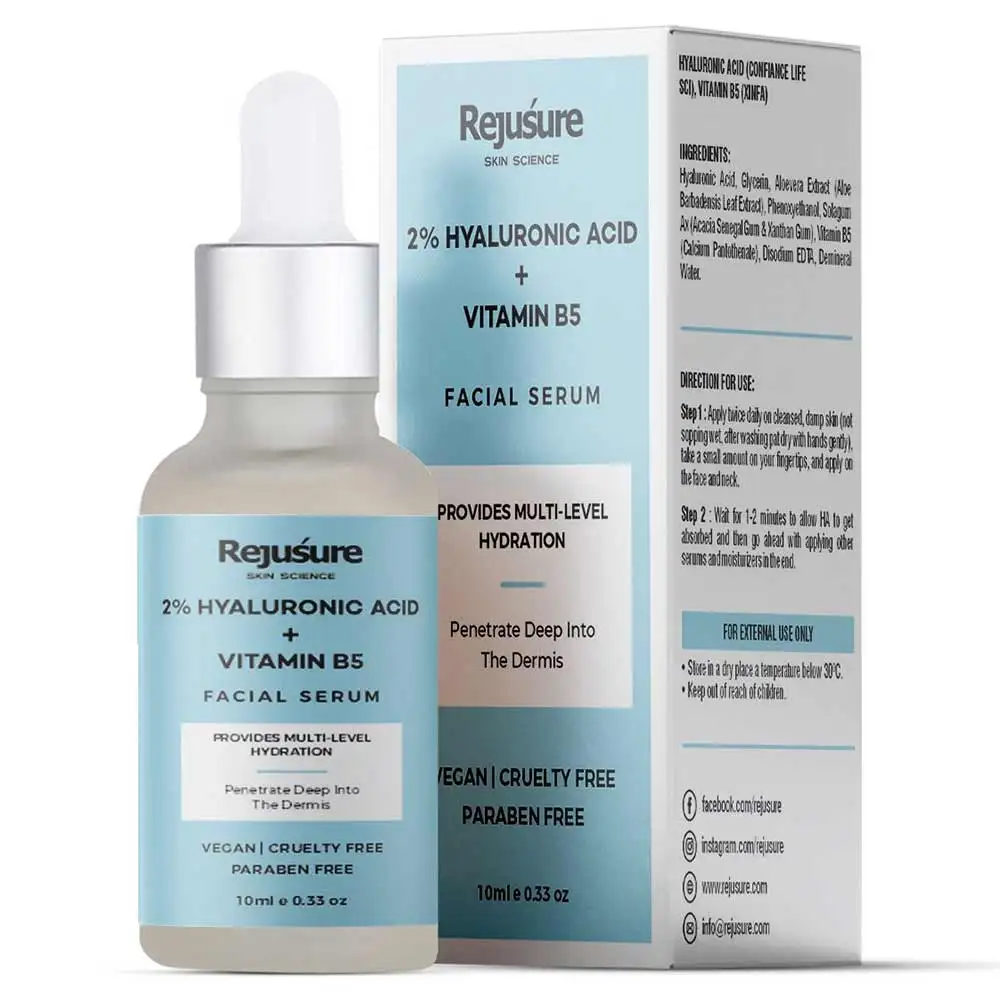 Rejusure 2% Hyaluronic Acid + Vitamin B5 Facial Serum,  10 ml  for Dry & Normal Skin