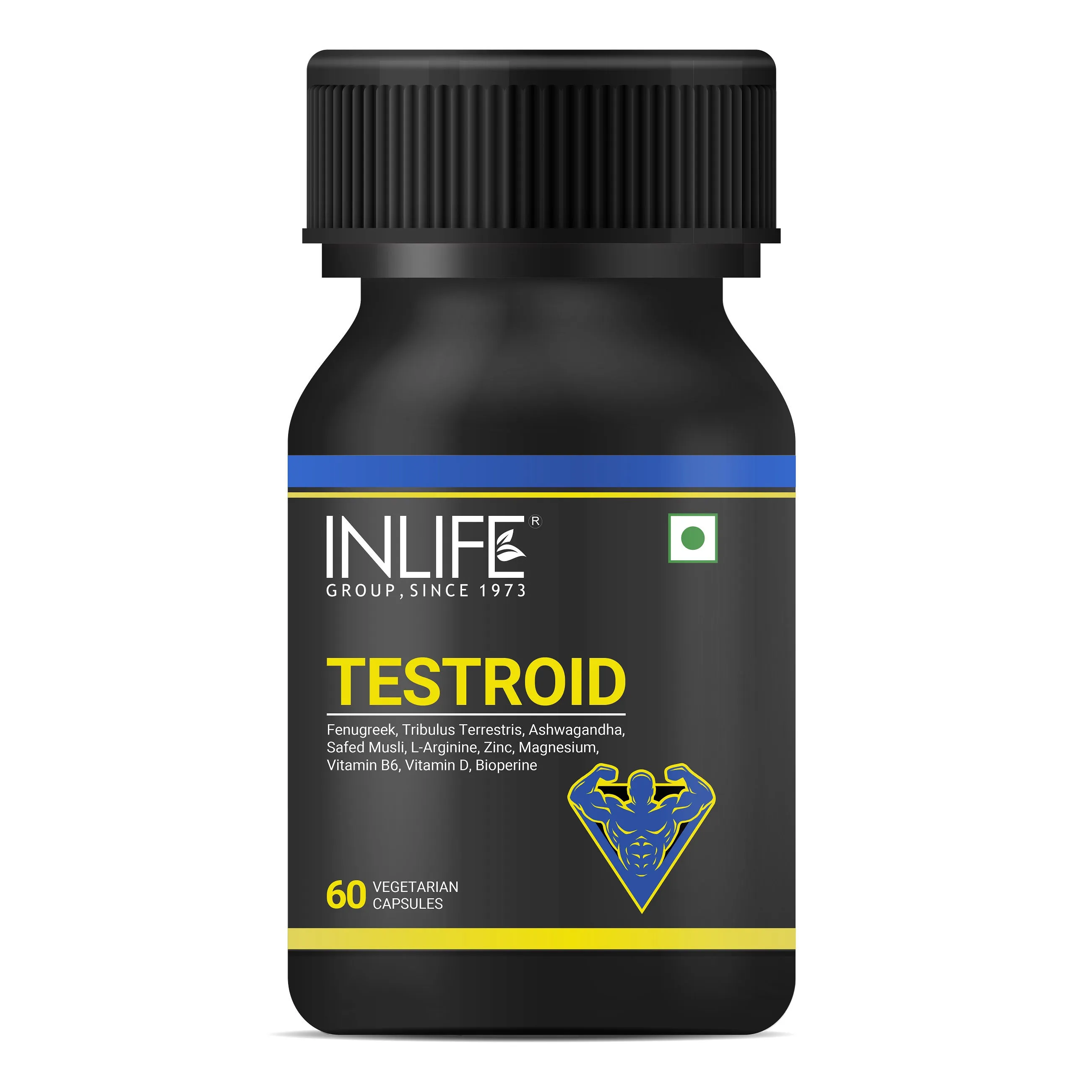 Inlife Testroid Supplement for Men - 60 Vegetarian Capsules