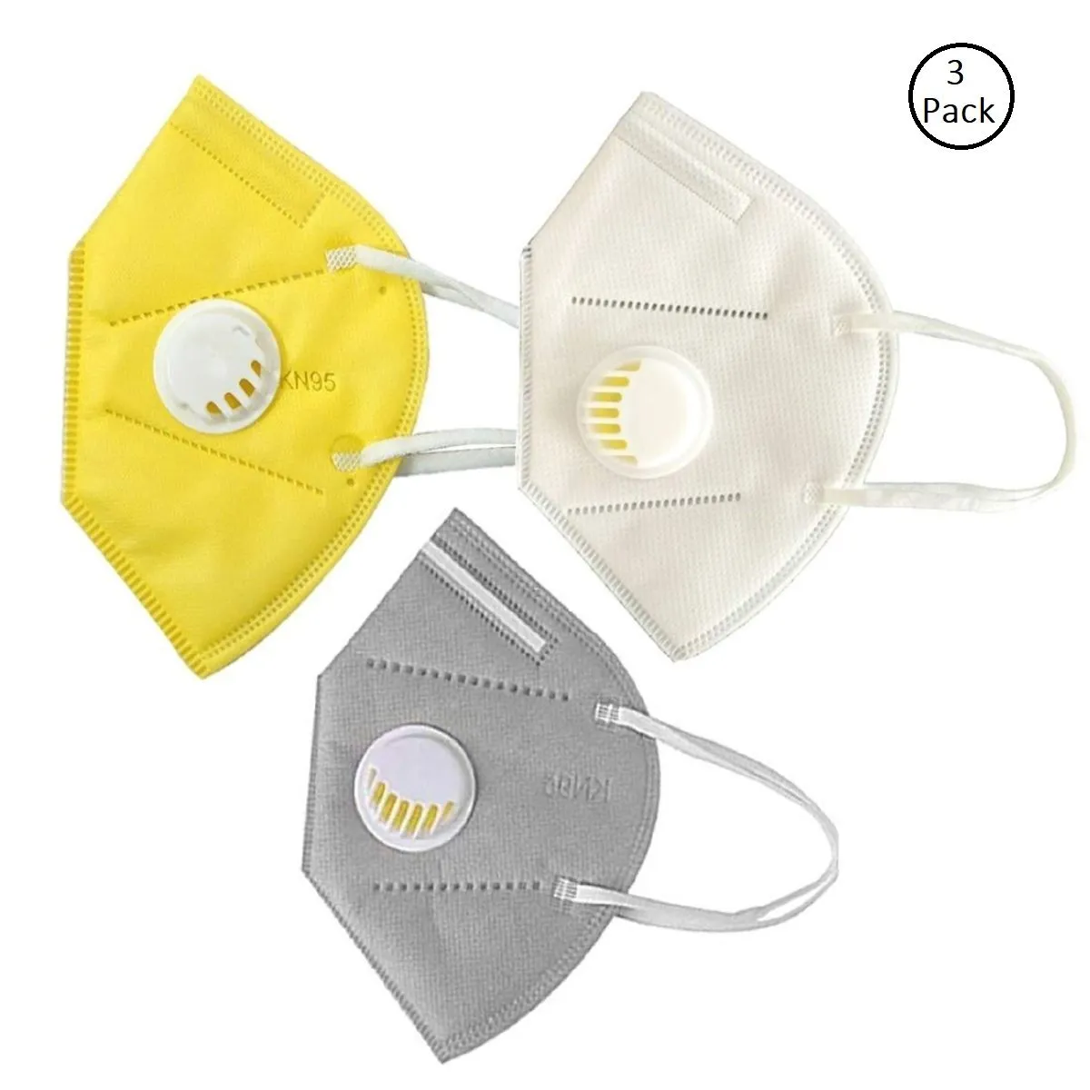 Fabula Pack Of 3 Anti-Pollution Reusable 5 Layer Mask - White Yellow Grey