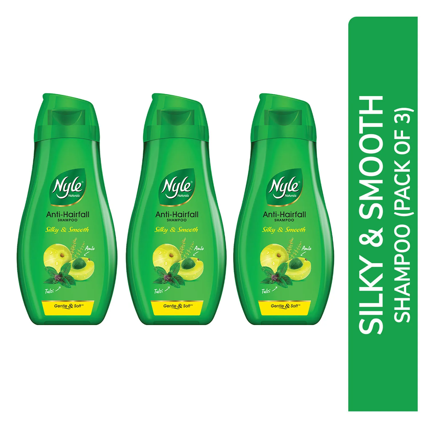 Nyle Naturals Silky and Smooth Anti Hairfall Shampoo with Tulsi and Amla - Pack of 3