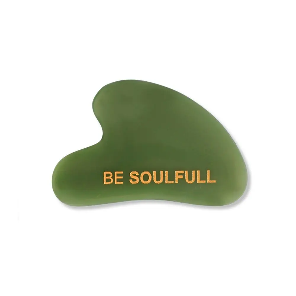 Be Soulfull Gua Sha - Natural Green Jade Face Massaging Stone |Messager for face, neck, under eye in a magnetic storage box I For Men & Women