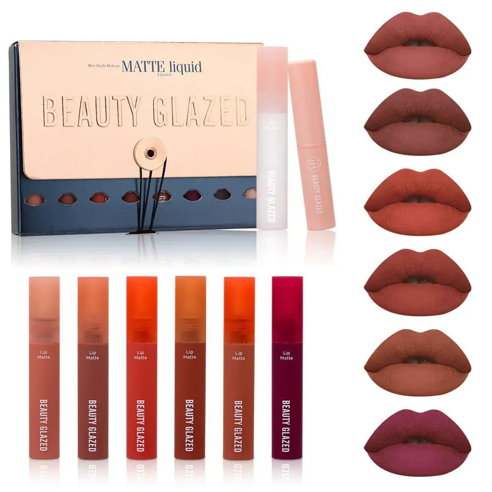 BEAUTY GLAZED Matte Long Lasting Lipgloss Set of 8