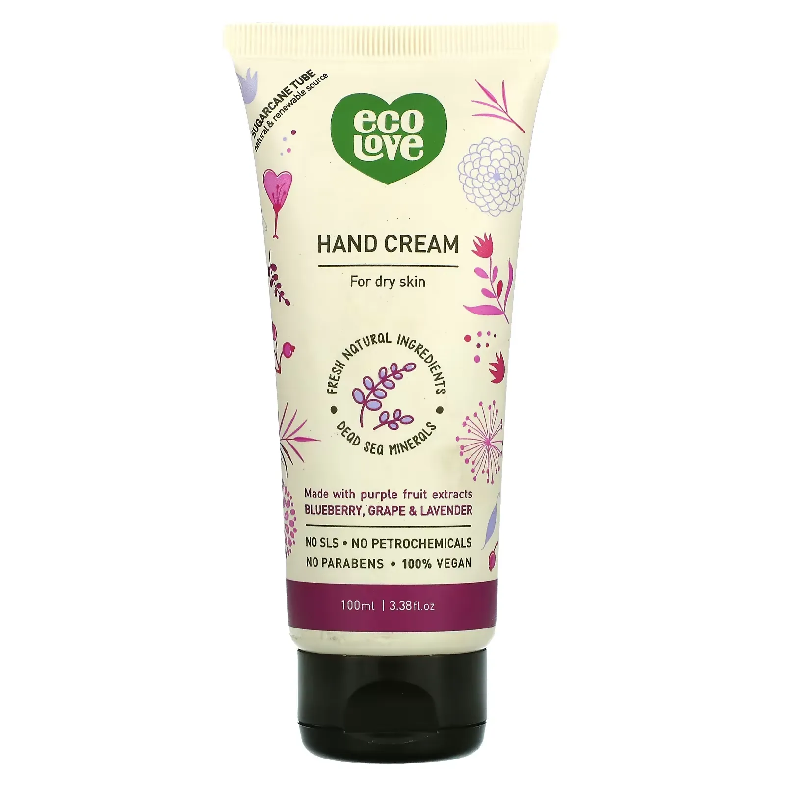 Hand Cream, Blueberry, Grape & Lavender, 3.38 fl oz (100 ml)