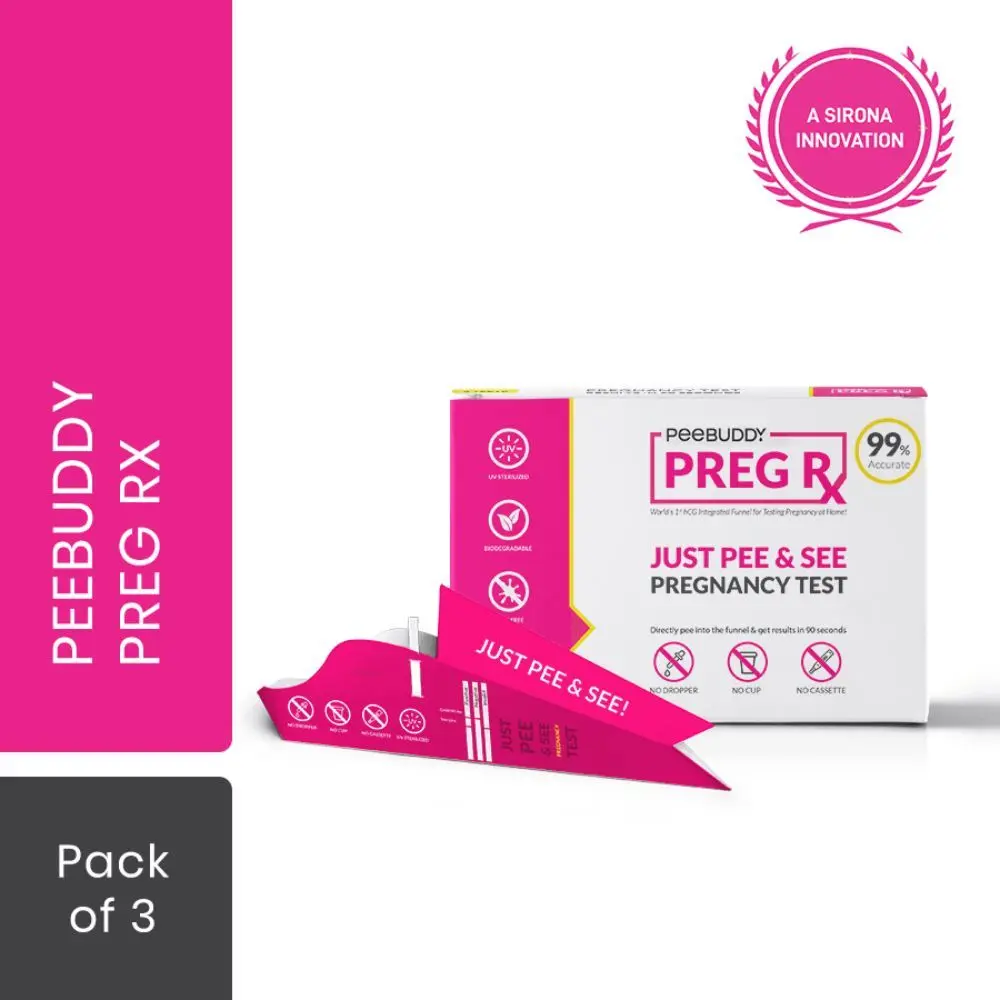 PeeBuddy PregRx Pregnancy Test Strips in Funnel - Easiest, Just Pee & See Instant Pregnancy Test - No dropper or container required - 3 Funnels