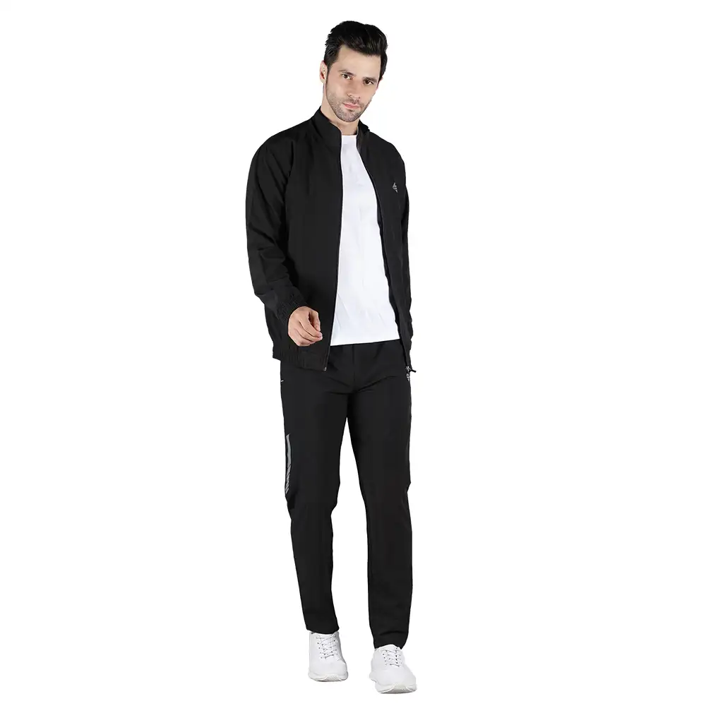 John Ally Men's Gym Tracksuit with Zipper Pockets,  Black  Small