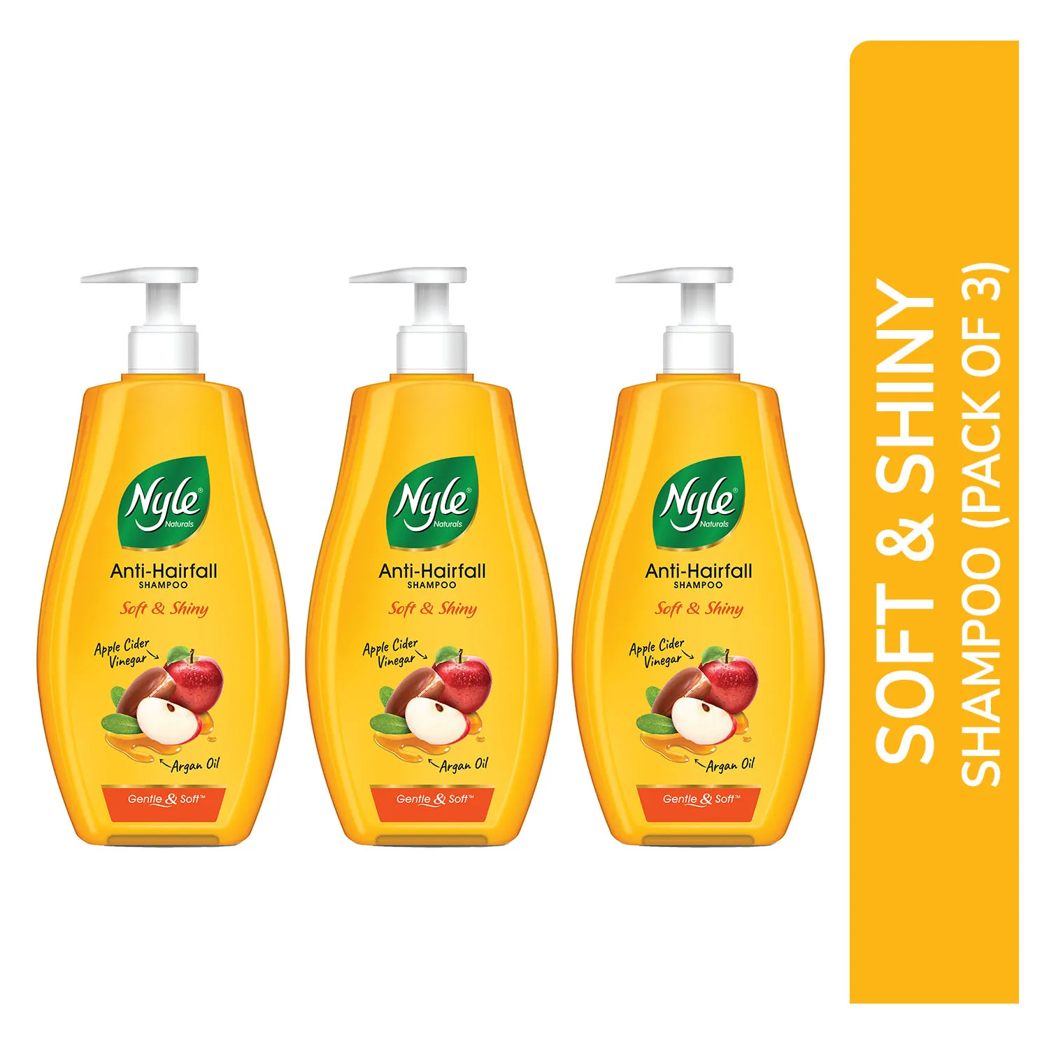 Nyle Naturals Soft & Shiny Anti Hairfall Shampoo Apple Cider Vinegar & Argan Oil - Pack of 3