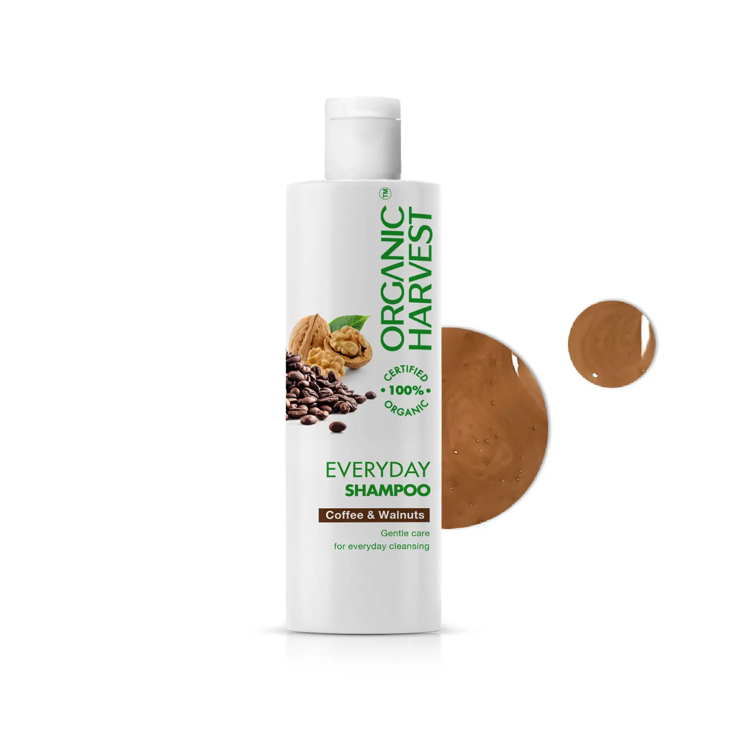 Organic Harvest Everyday Shampoo: Coffee & Walnuts | For Dry & Frizzy Hair | Anti-hairfall Shampoo For Men & Women | 100% American Certified Organic | Sulphate and Paraben-free - 250ml