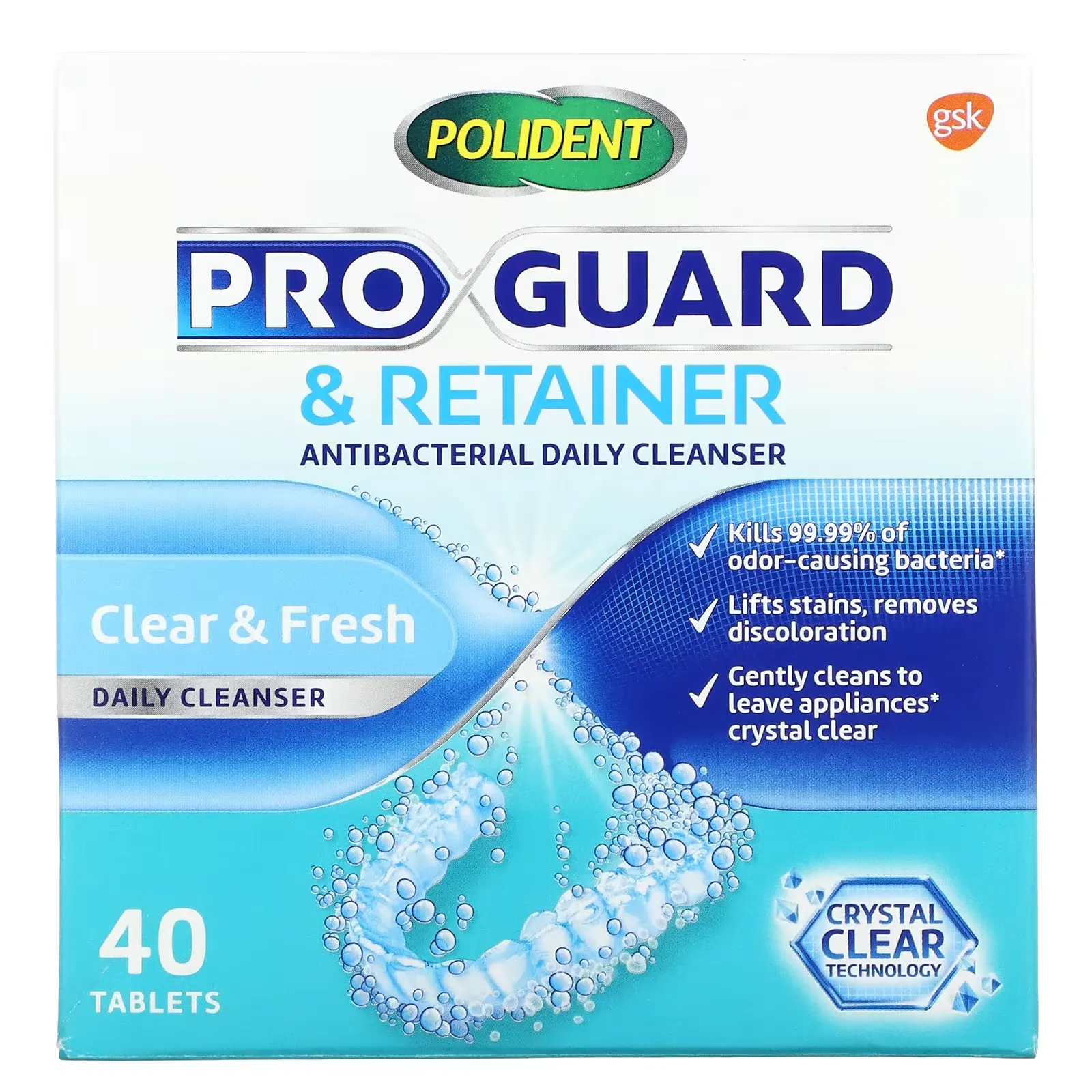 Pro Guard & Retainer, Antibacterial Daily Cleanser, 40 Tablets