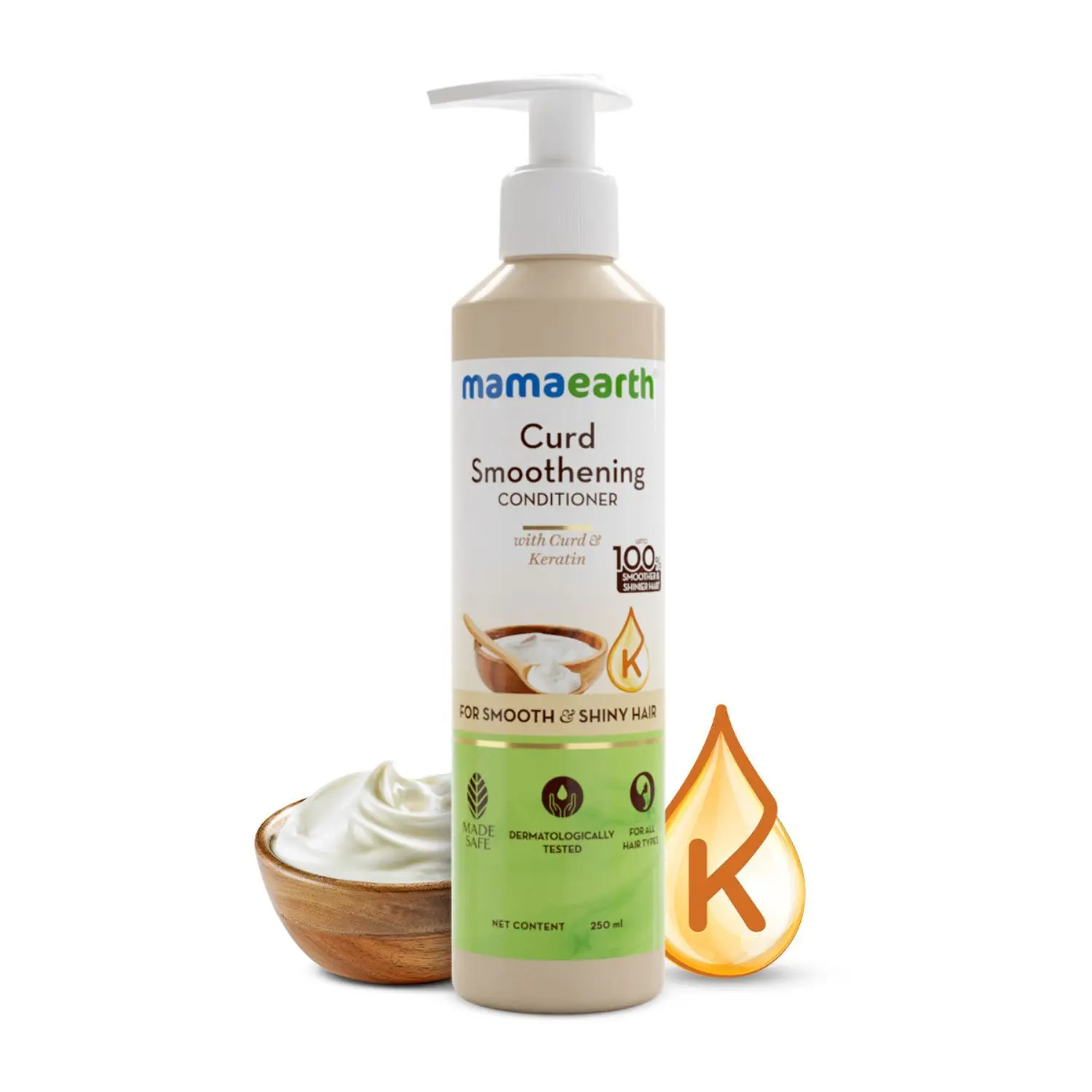 Mamaearth Curd Smoothening Conditioner with Curd & Keratin for Smooth & Shiny Hair- 250 ml