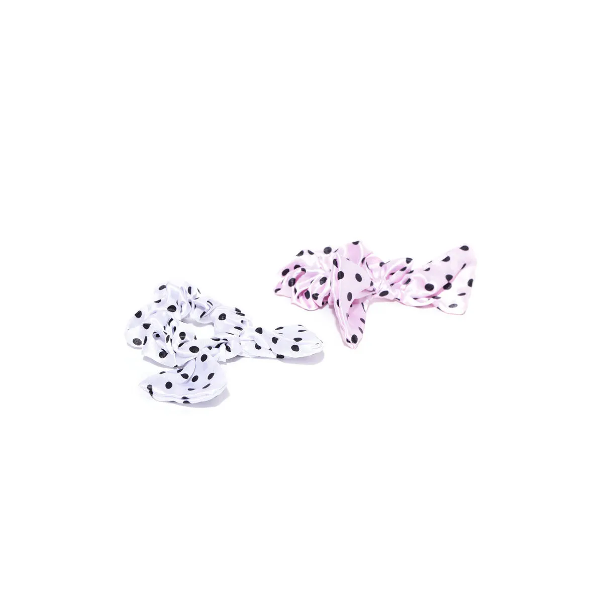 Blueberry Set Of 2 Multi Polka Dot Printed Bow Scrunchies