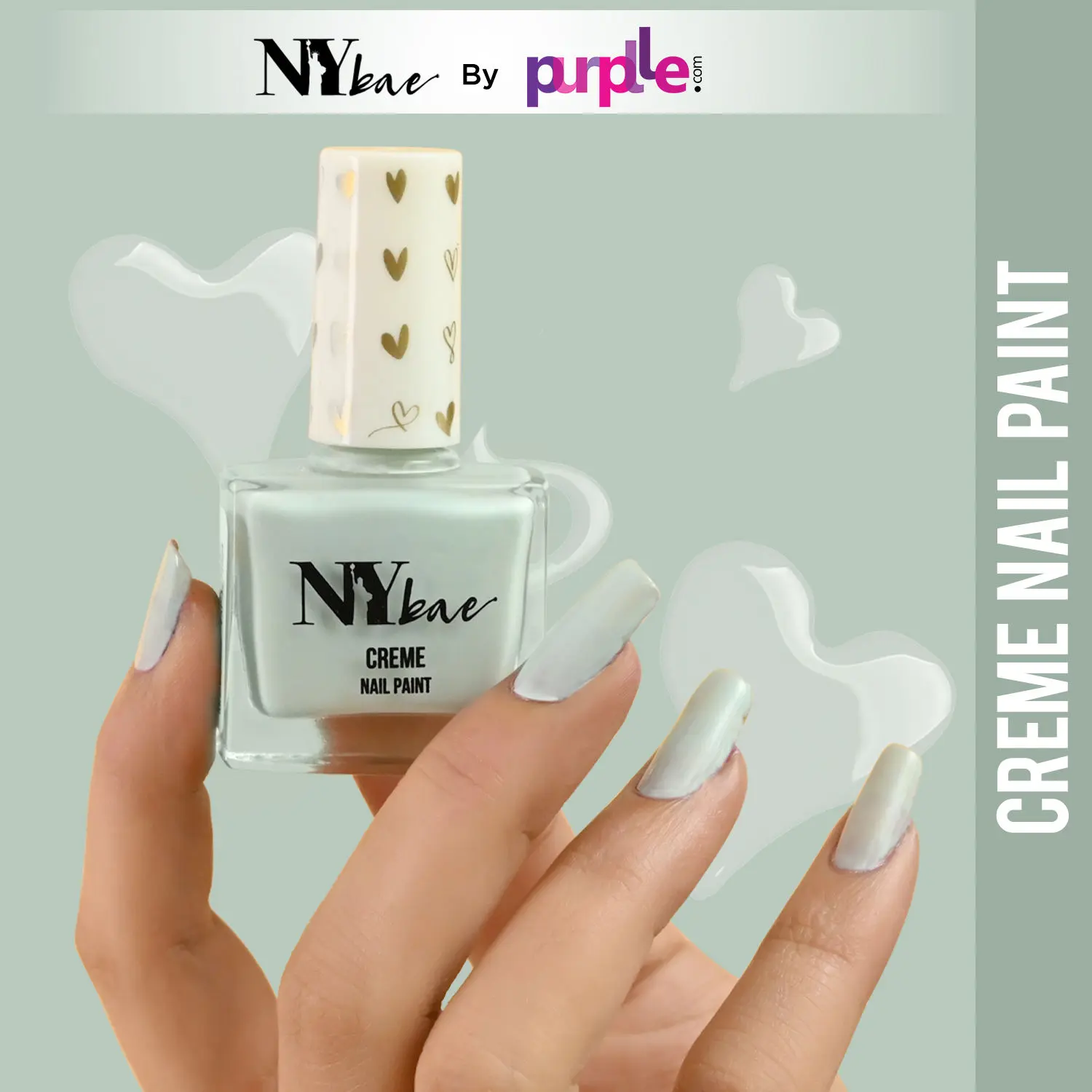 NY Bae Creme Nail Paint - Powder Blue 09 (10 ml) | Blue | Rich Pigment | Chip-proof | Full Coverage | Travel Friendly | Vegan