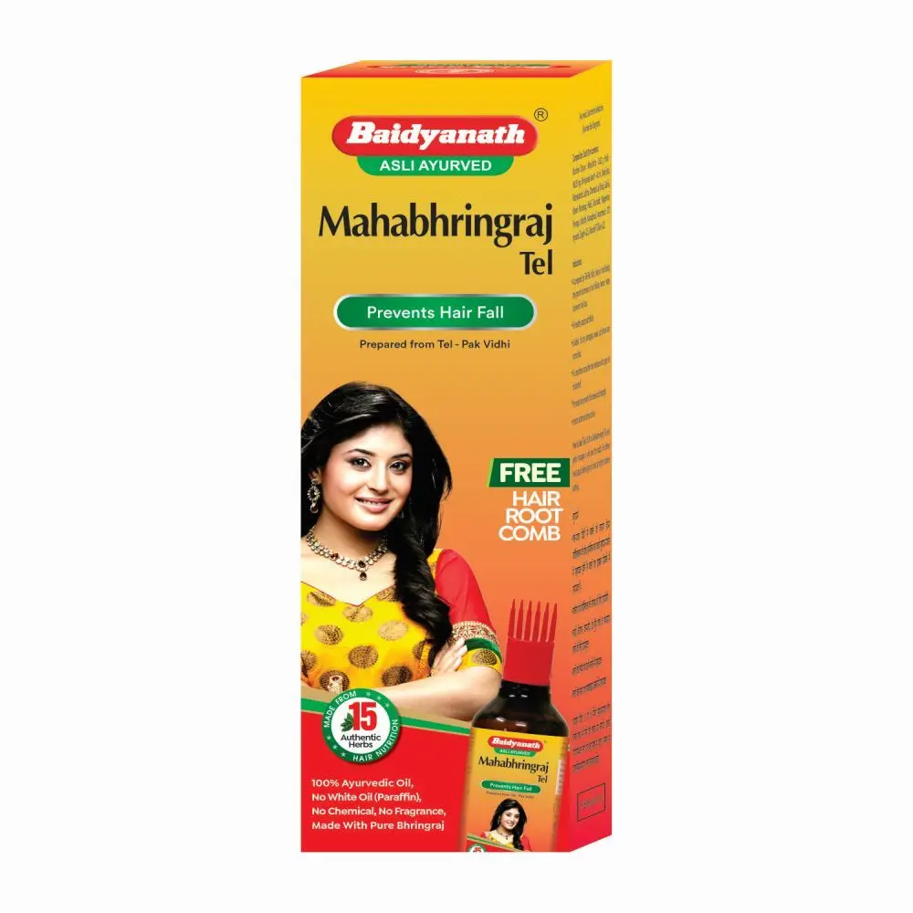 Baidyanath Mahabhringraj Oil - Ayurvedic Hair Oil To Reduce Hairfall And Dandruff | No Added Chemicals Or Fragrance-200 Ml