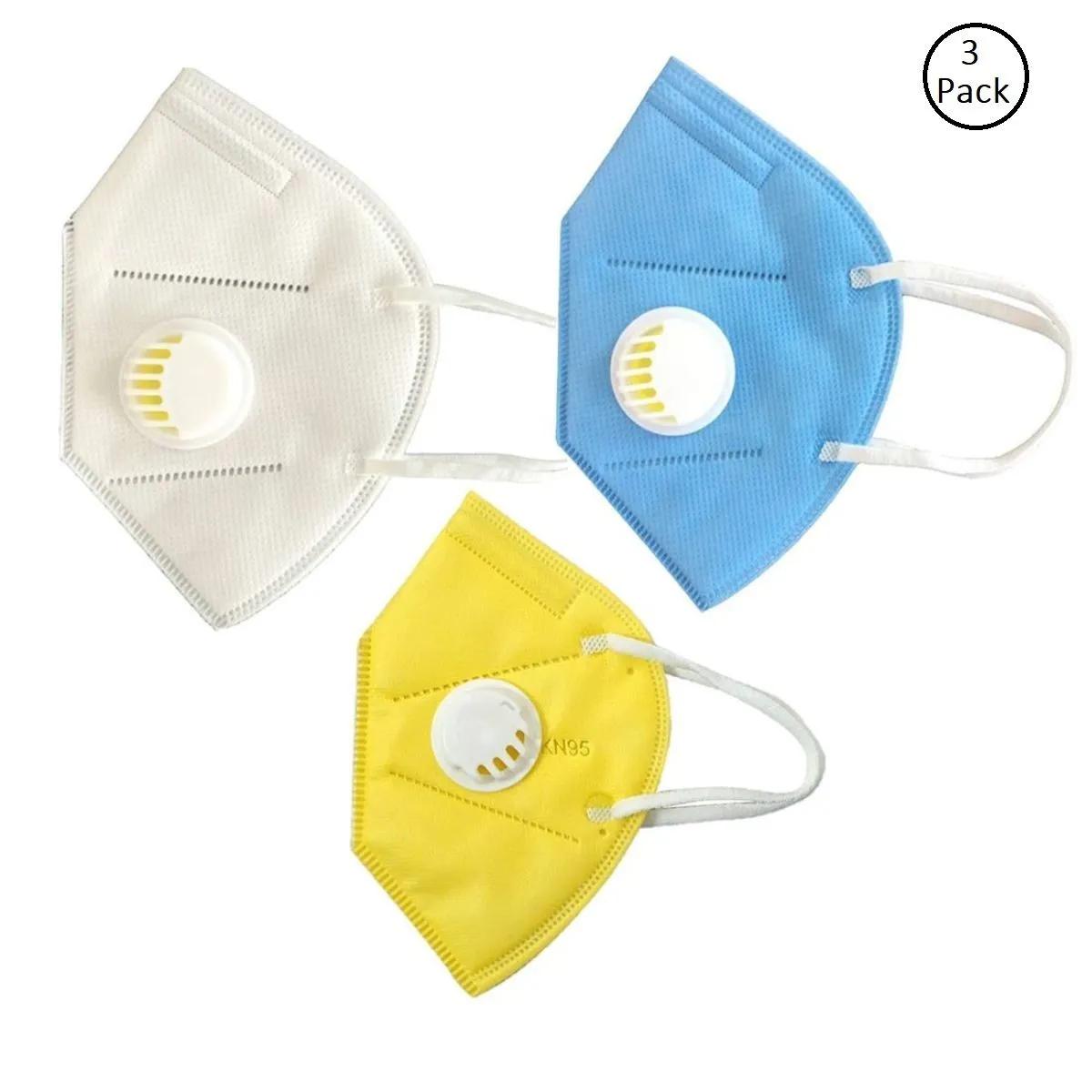 Fabula Pack Of 3 Anti-Pollution Reusable 5 Layer Mask - White Blue Yellow