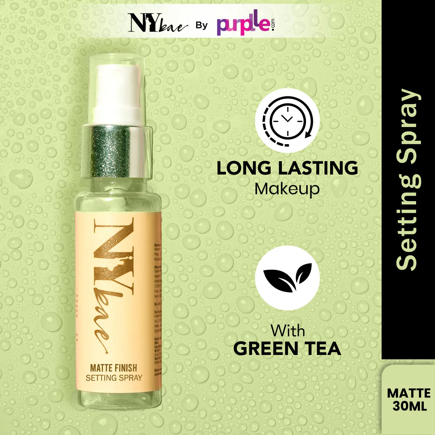 NY Bae Matte Setting Spray | Makeup Fixer | Long Lasting Makeup | Hydrating | With Green Tea Extracts | For Normal to Oily Skin | 30 ml