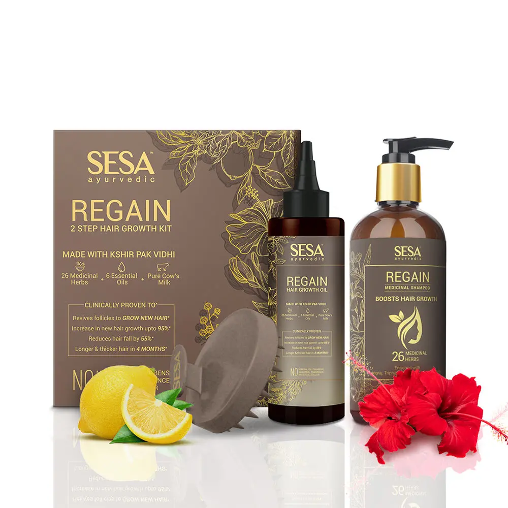 Sesa Regain Hair growth combo | 2 step hair growth kit 100ml + SESA Regain Medicinal Shampoo 300ml