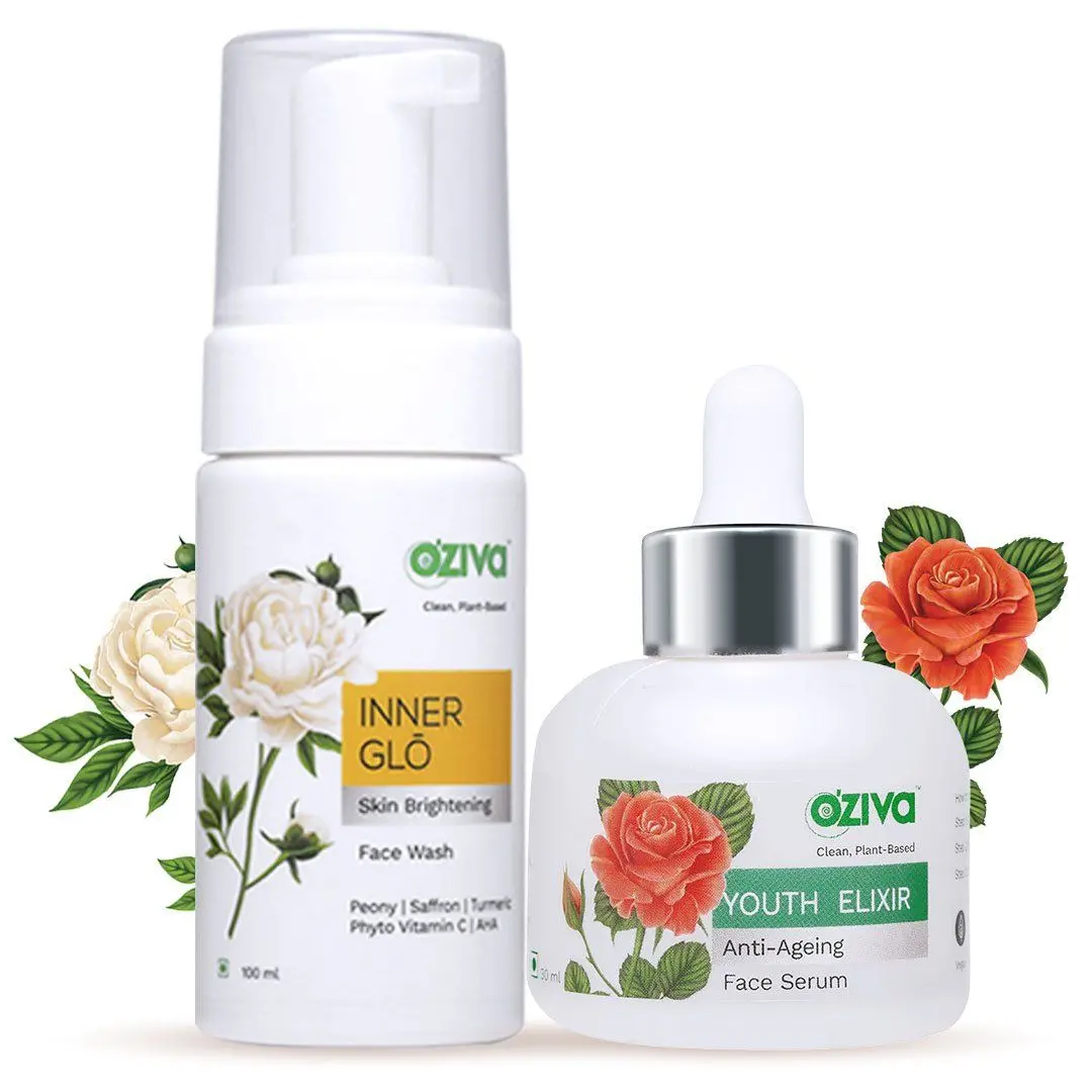 OZiva Anti-Ageing Daily Regime (Inner Glo Face Wash + Youth Elixir Anti-Ageing Face Serum)